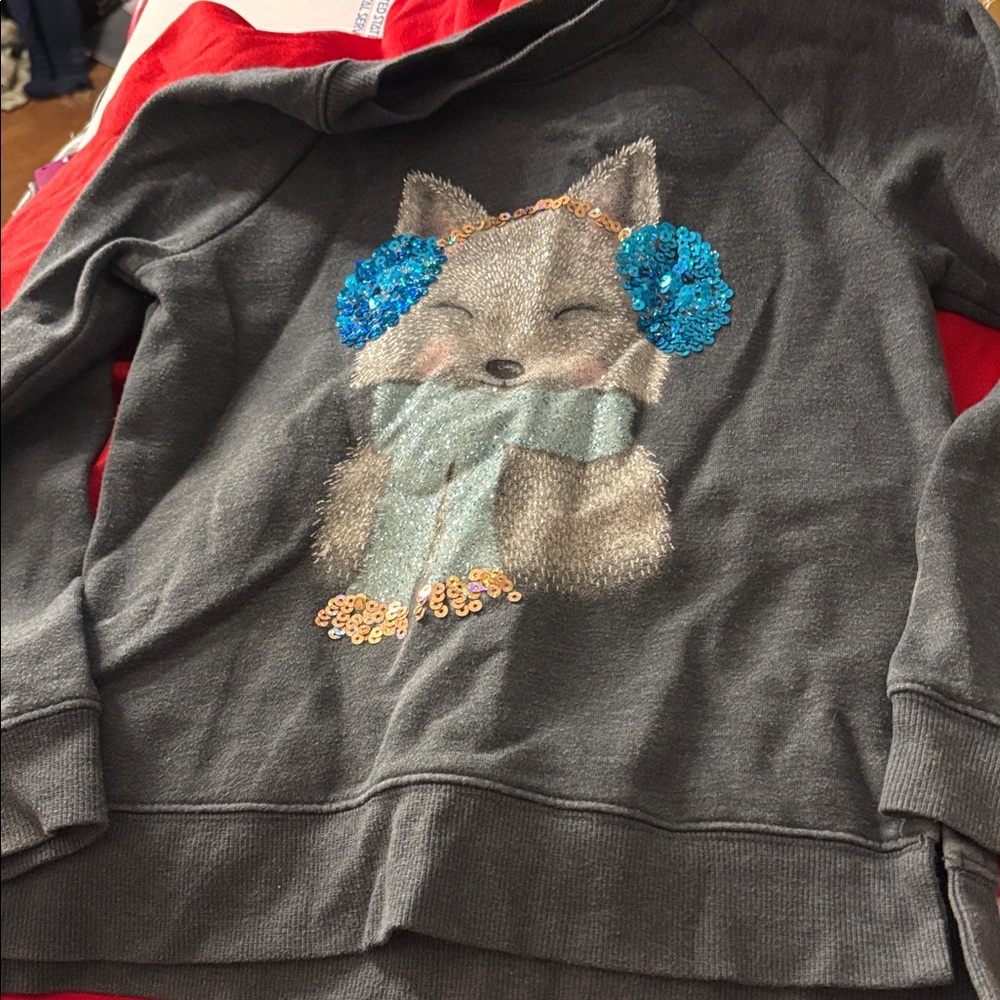 Sonoma Charcoal Sweatshirt with Fox and Sequin Accents 6x